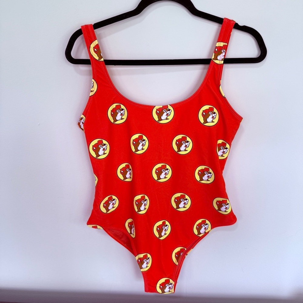 Buc-ees Womens Red Signature Logo One-Piece Swimsuit Size XS